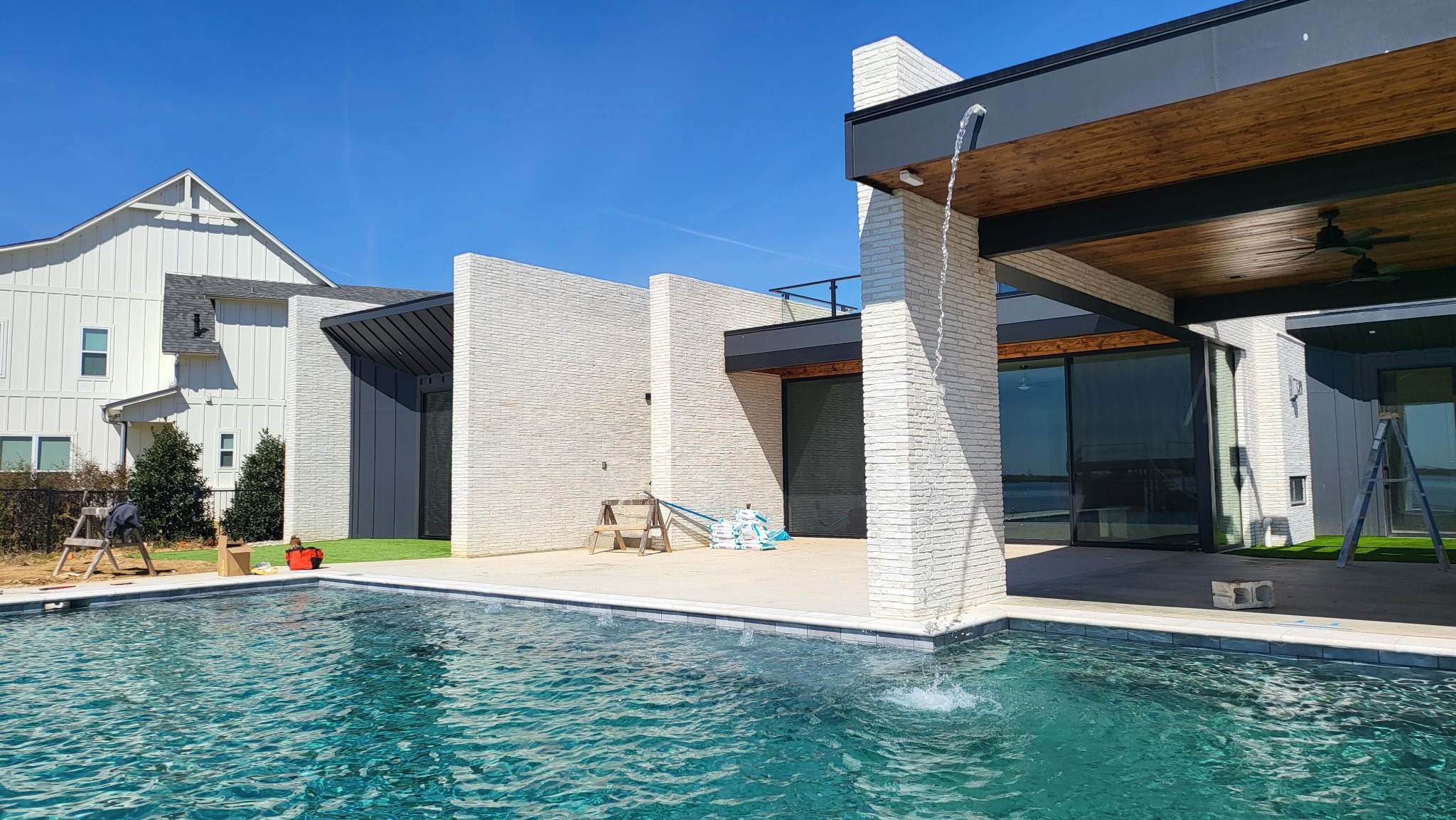 Custom lakefront swimming pool and spa